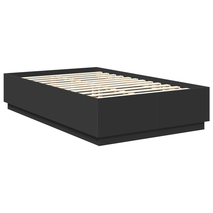 Bedframe met hoofdeinde Zwart 135 x 190 cm Bewerkt hout