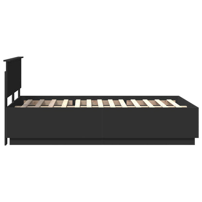 Bedframe met hoofdeinde Zwart 135 x 190 cm Bewerkt hout