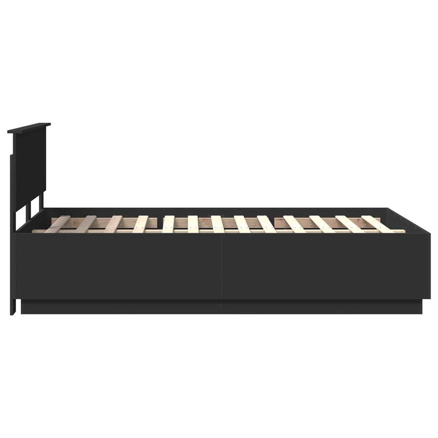 Bedframe met hoofdeinde Zwart 135 x 190 cm Bewerkt hout
