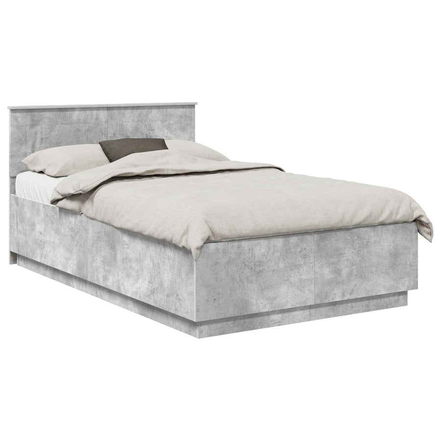 Bedframe met hoofdeinde Betongrijs 135 x 190 cm Bewerkt hout