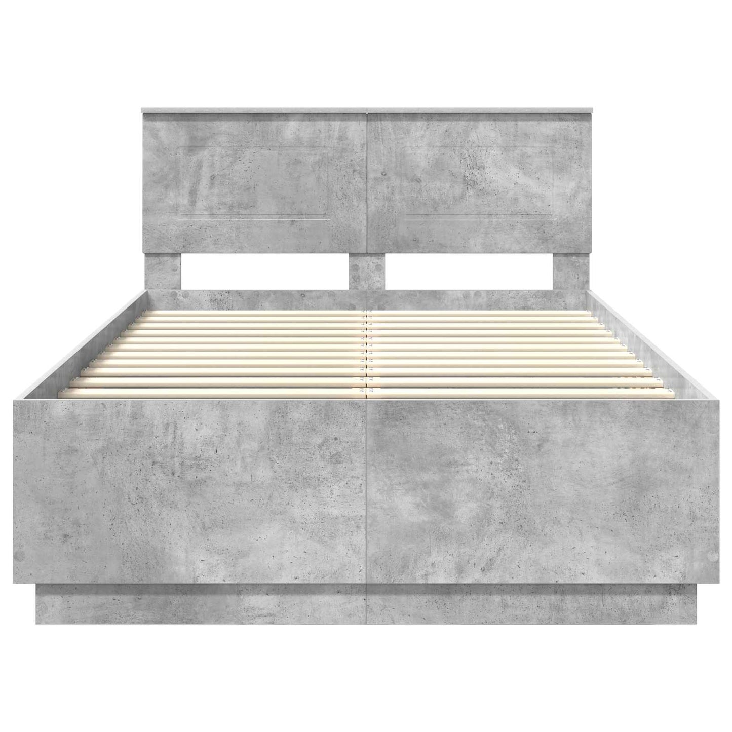 Bedframe met hoofdeinde Betongrijs 135 x 190 cm Bewerkt hout