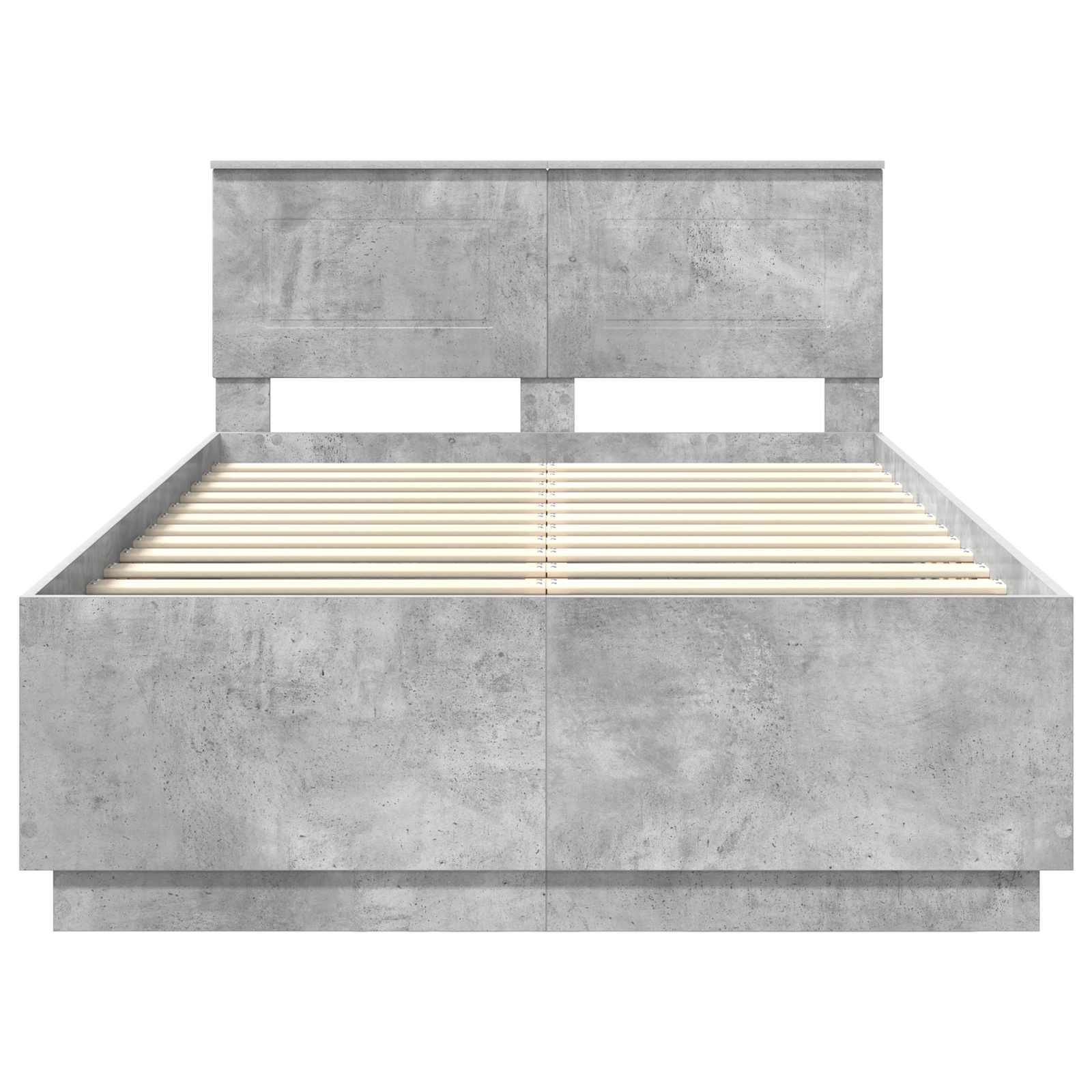 Bedframe met hoofdeinde Betongrijs 135 x 190 cm Bewerkt hout