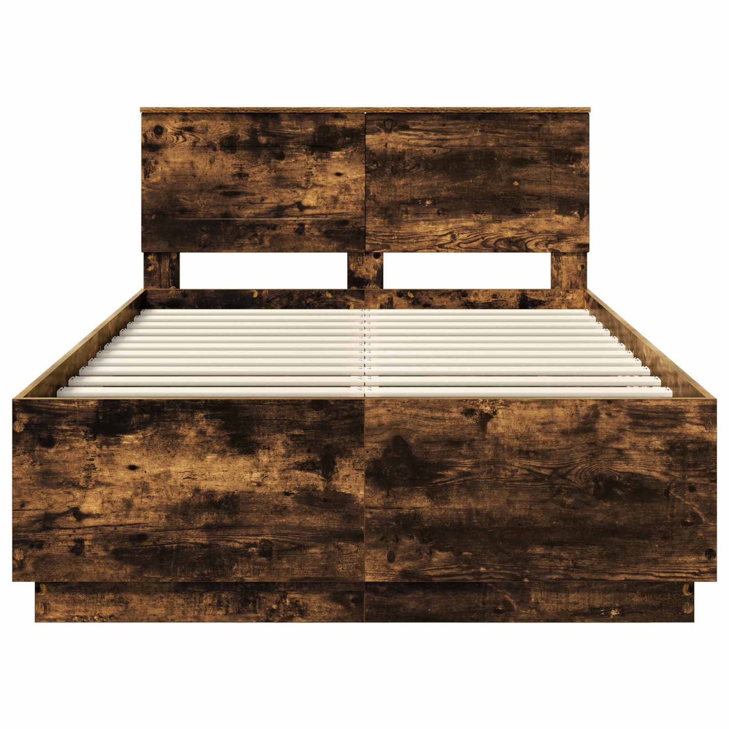 Bedframe met hoofdeinde Gerookt eiken 135 x 190 cm Bewerkt hout