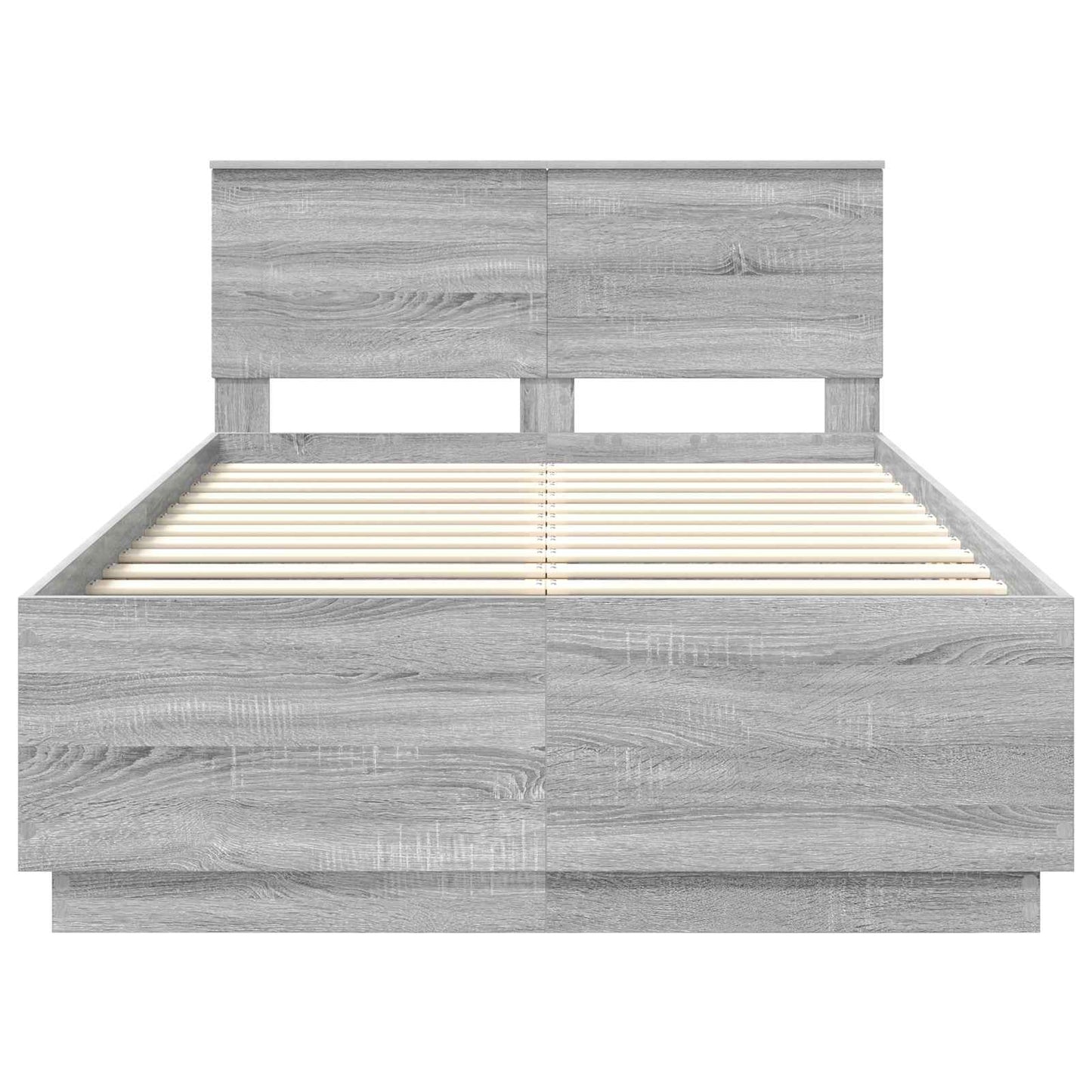 Bedframe met hoofdeinde Grijs sonoma 135 x 190 cm Bewerkt hout
