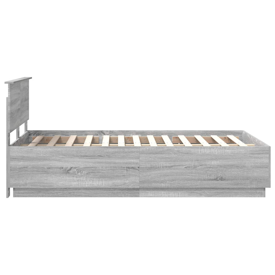 Bedframe met hoofdeinde Grijs sonoma 135 x 190 cm Bewerkt hout