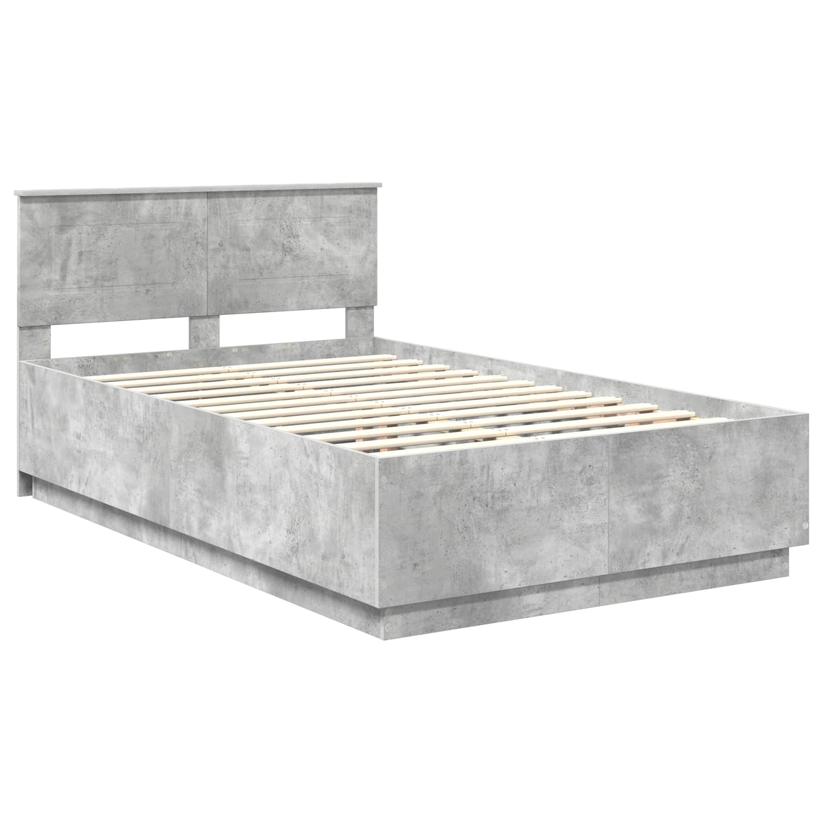 Bedframe met hoofdeinde Betongrijs 120 x 190 cm Bewerkt hout