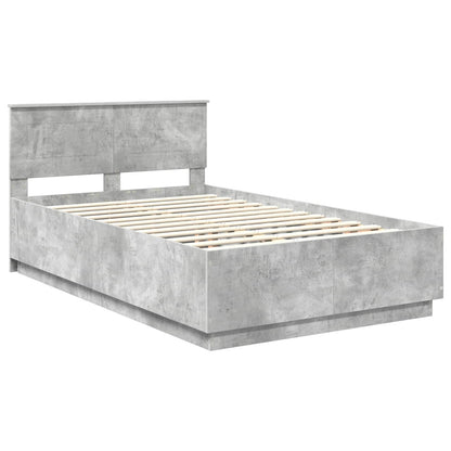 Bedframe met hoofdeinde Betongrijs 120 x 190 cm Bewerkt hout