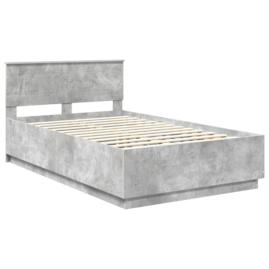 Bedframe met hoofdeinde Betongrijs 120 x 190 cm Bewerkt hout