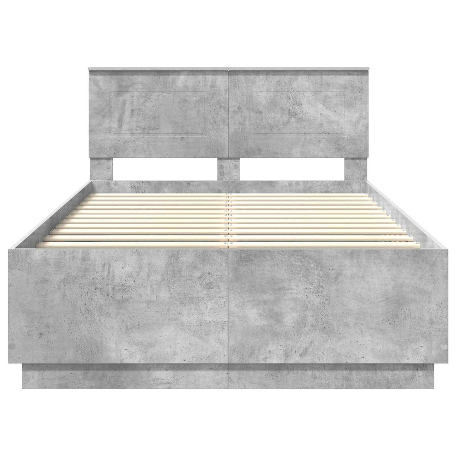 Bedframe met hoofdeinde Betongrijs 120 x 190 cm Bewerkt hout