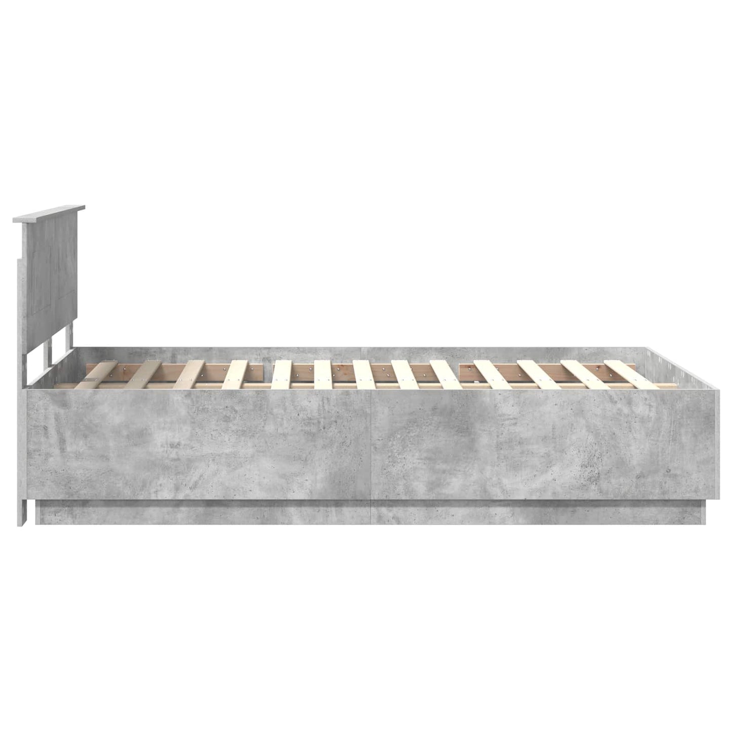 Bedframe met hoofdeinde Betongrijs 120 x 190 cm Bewerkt hout