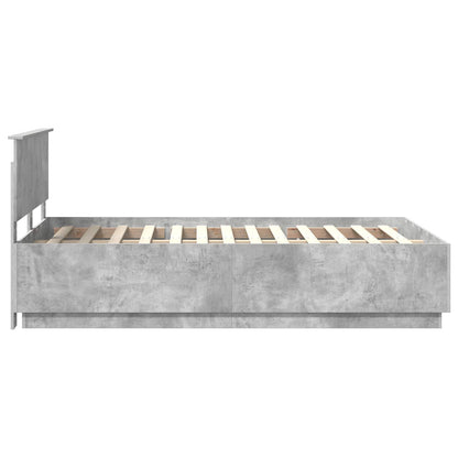 Bedframe met hoofdeinde Betongrijs 120 x 190 cm Bewerkt hout
