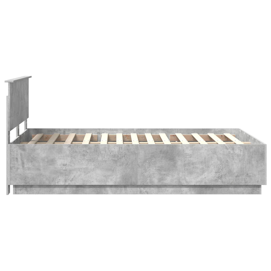 Bedframe met hoofdeinde Betongrijs 120 x 190 cm Bewerkt hout