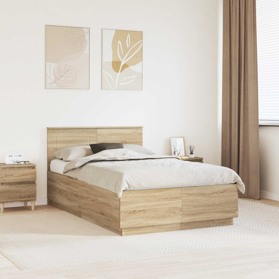 Bedframe met hoofdeinde Sonoma Eiken 120 x 200 cm Bewerkt hout