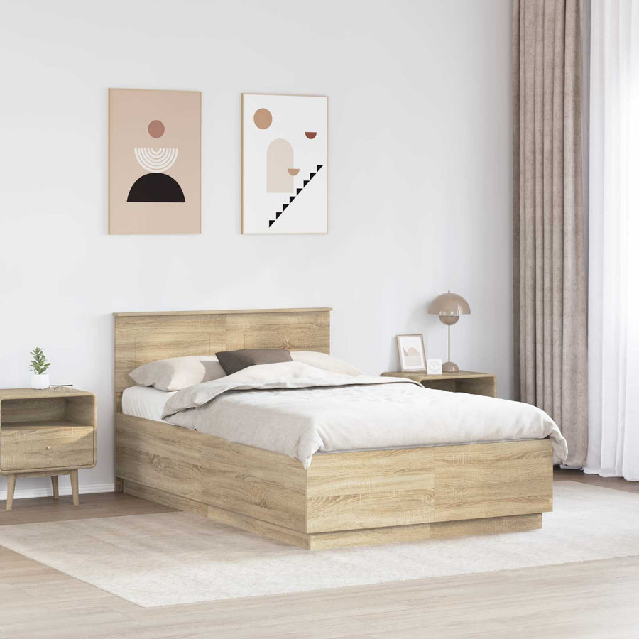 Bedframe met hoofdeinde Sonoma Eiken 120 x 200 cm Bewerkt hout