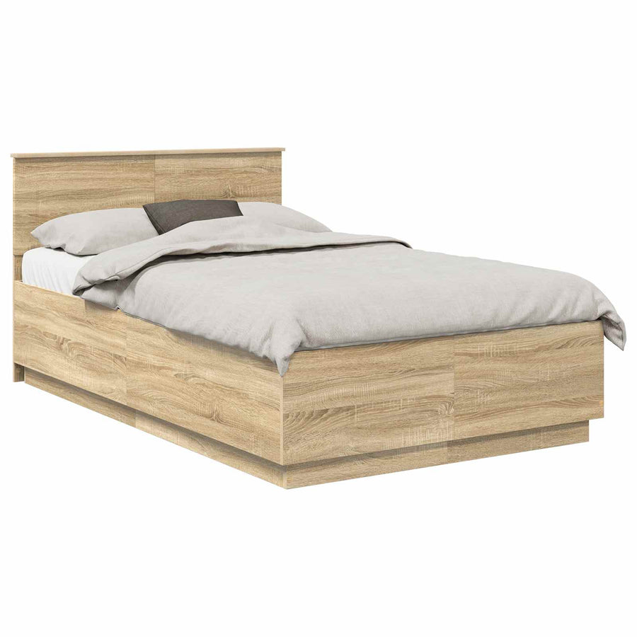 Bedframe met hoofdeinde Sonoma Eiken 120 x 200 cm Bewerkt hout