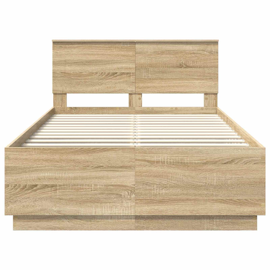 Bedframe met hoofdeinde Sonoma Eiken 120 x 200 cm Bewerkt hout