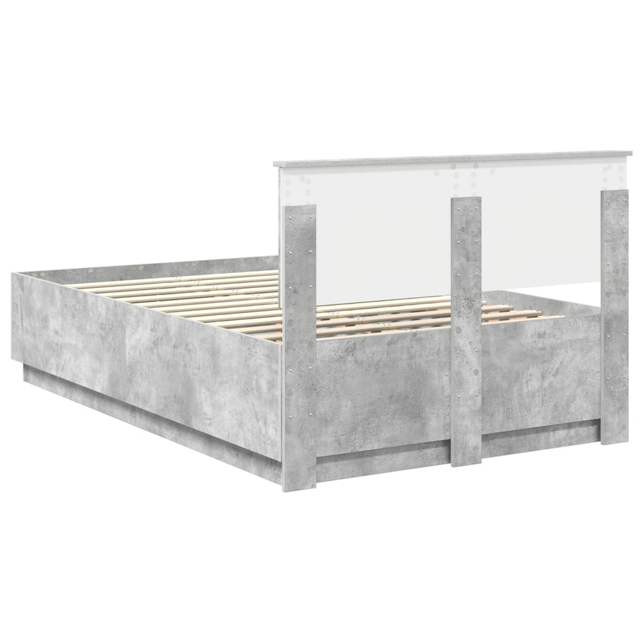 Bedframe met hoofdeinde Betongrijs 120 x 200 cm Bewerkt hout