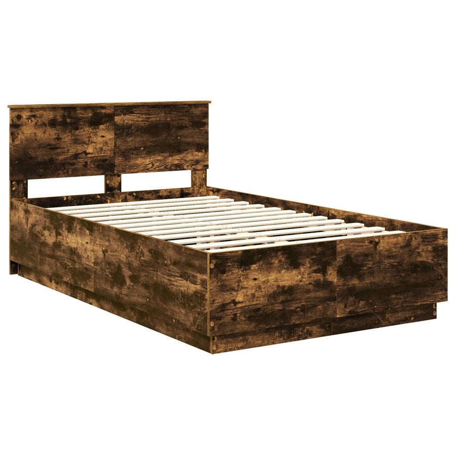Bedframe met hoofdeinde Gerookt eiken 120 x 200 cm Bewerkt hout