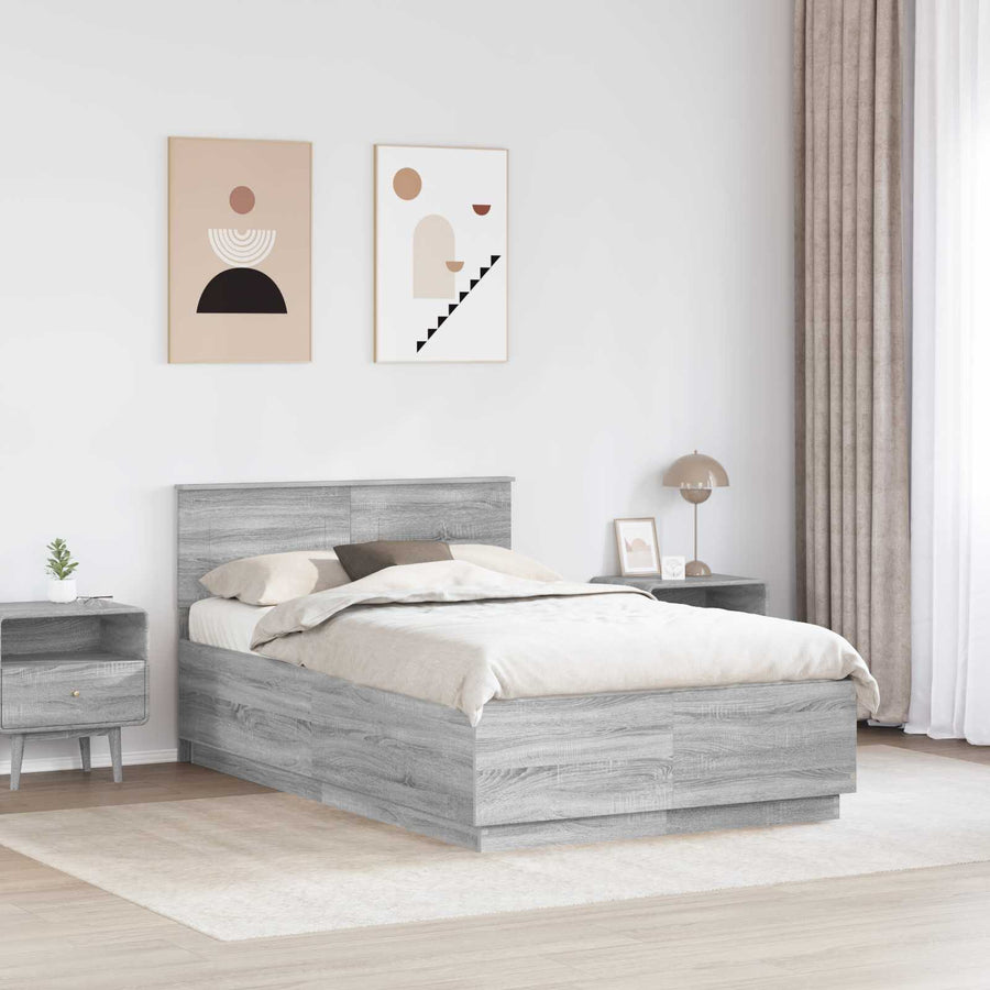 Bedframe met hoofdeinde Grijs sonoma 120 x 200 cm Bewerkt hout