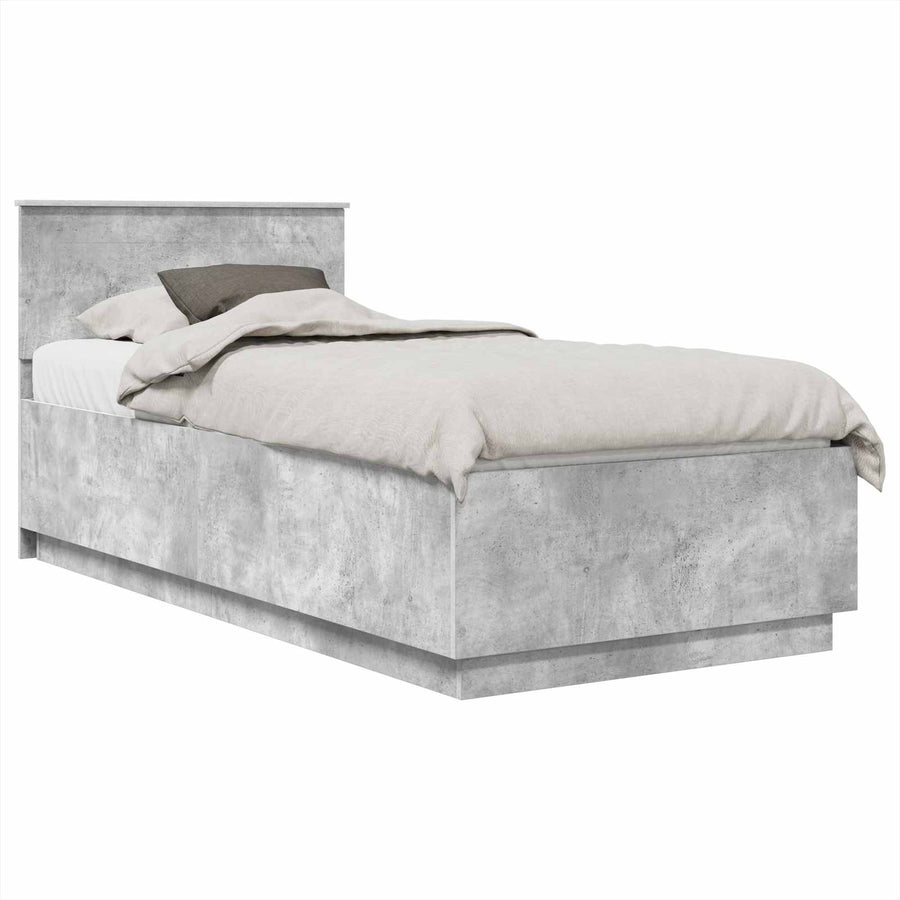Bedframe met hoofdeinde Betongrijs 100 x 200 cm Bewerkt hout