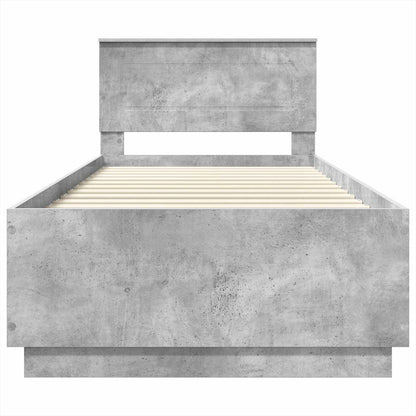 Bedframe met hoofdeinde Betongrijs 100 x 200 cm Bewerkt hout