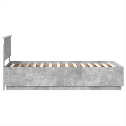 Bedframe met hoofdeinde Betongrijs 100 x 200 cm Bewerkt hout