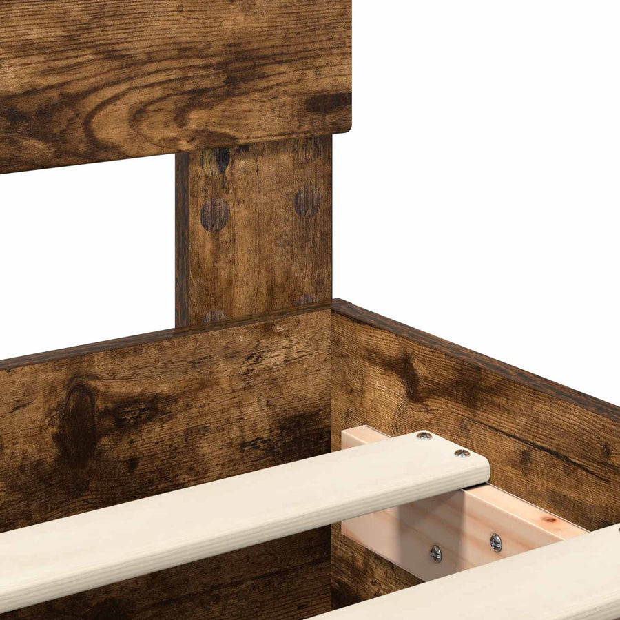 Bedframe met hoofdeinde Gerookt eiken 100 x 200 cm Bewerkt hout