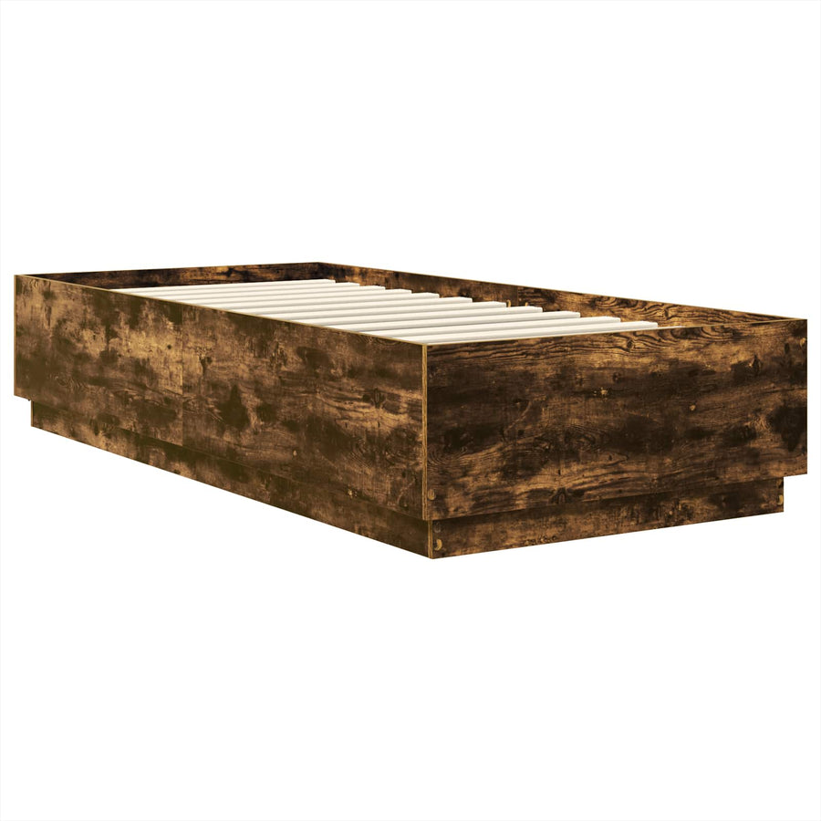 Bedframe met hoofdeinde Gerookt eiken 100 x 200 cm Bewerkt hout