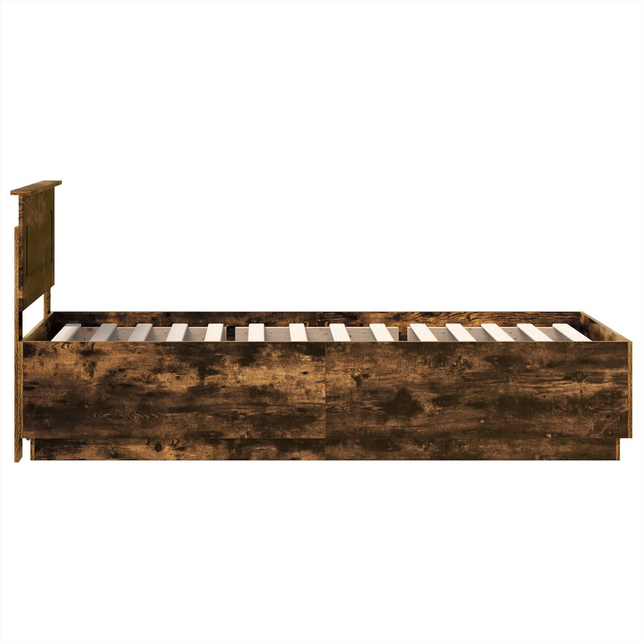 Bedframe met hoofdeinde Gerookt eiken 100 x 200 cm Bewerkt hout
