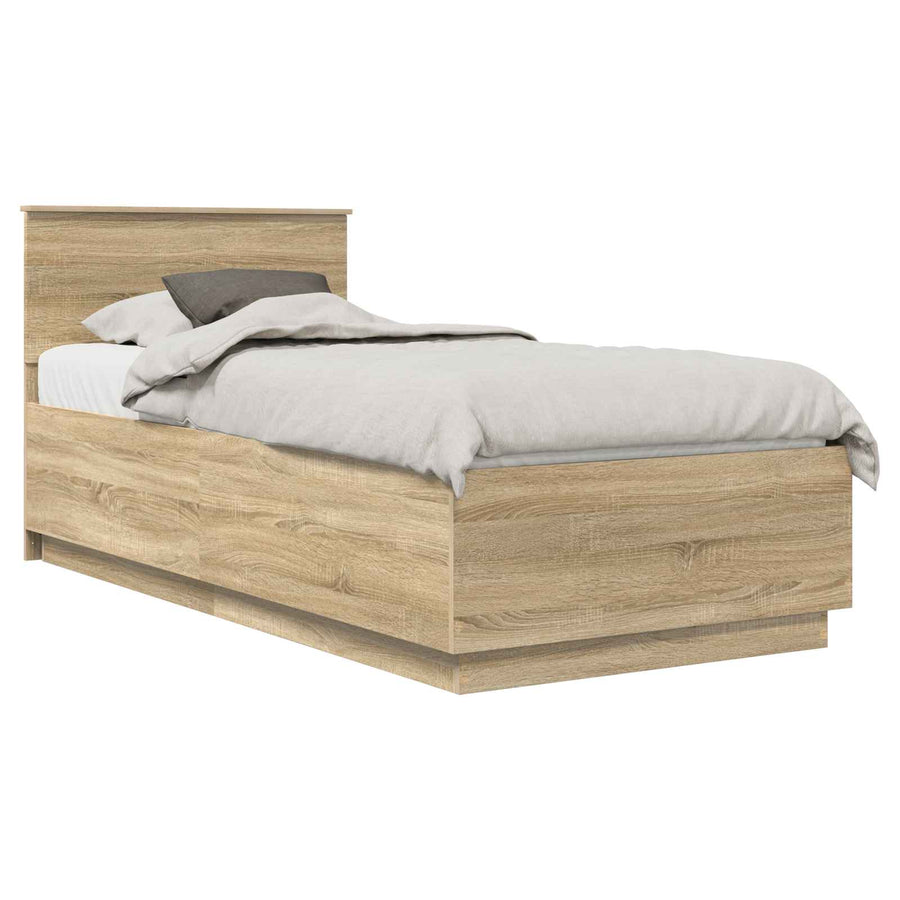 Bedframe met hoofdeinde Sonoma Eiken 90 x 190 cm Bewerkt hout