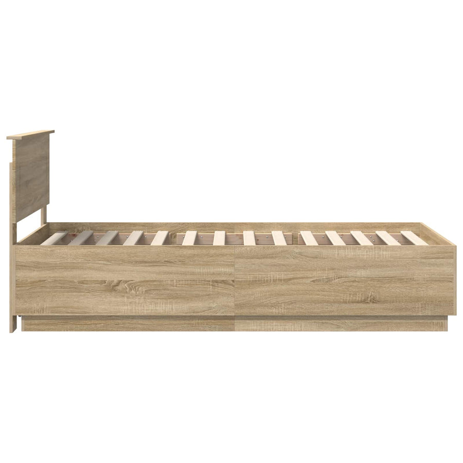 Bedframe met hoofdeinde Sonoma Eiken 90 x 190 cm Bewerkt hout