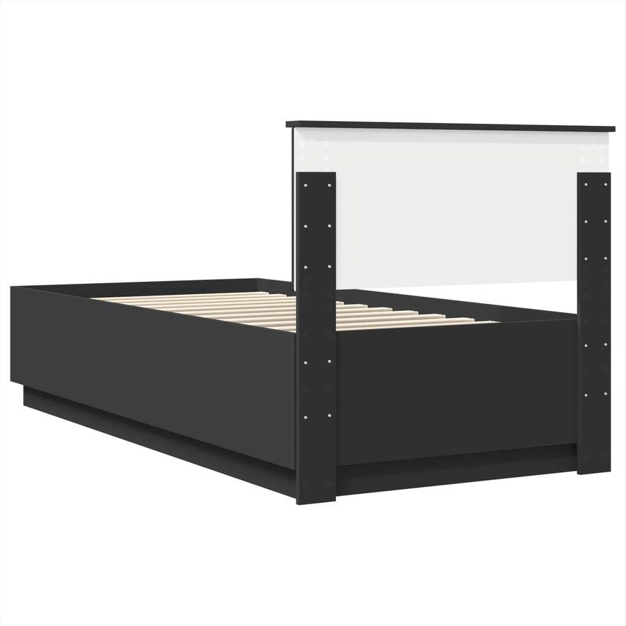 Bedframe met hoofdeinde Zwart 90 x 200 cm Bewerkt hout