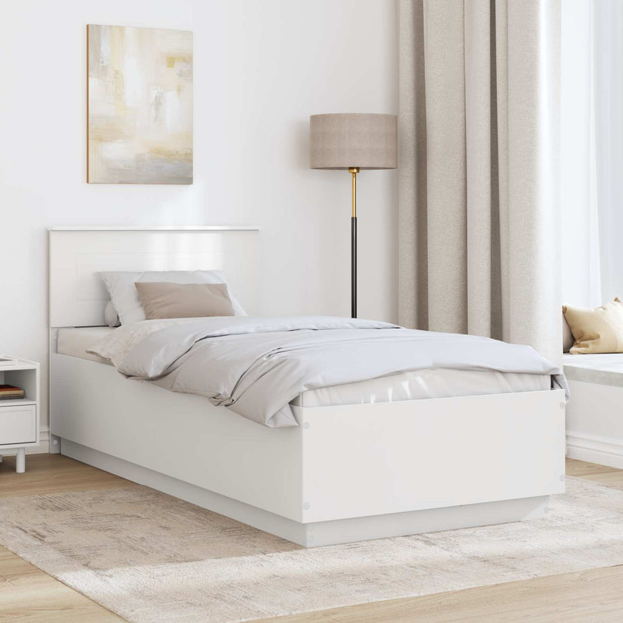 Bedframe met hoofdeinde Wit 75 x 190 cm Bewerkt hout