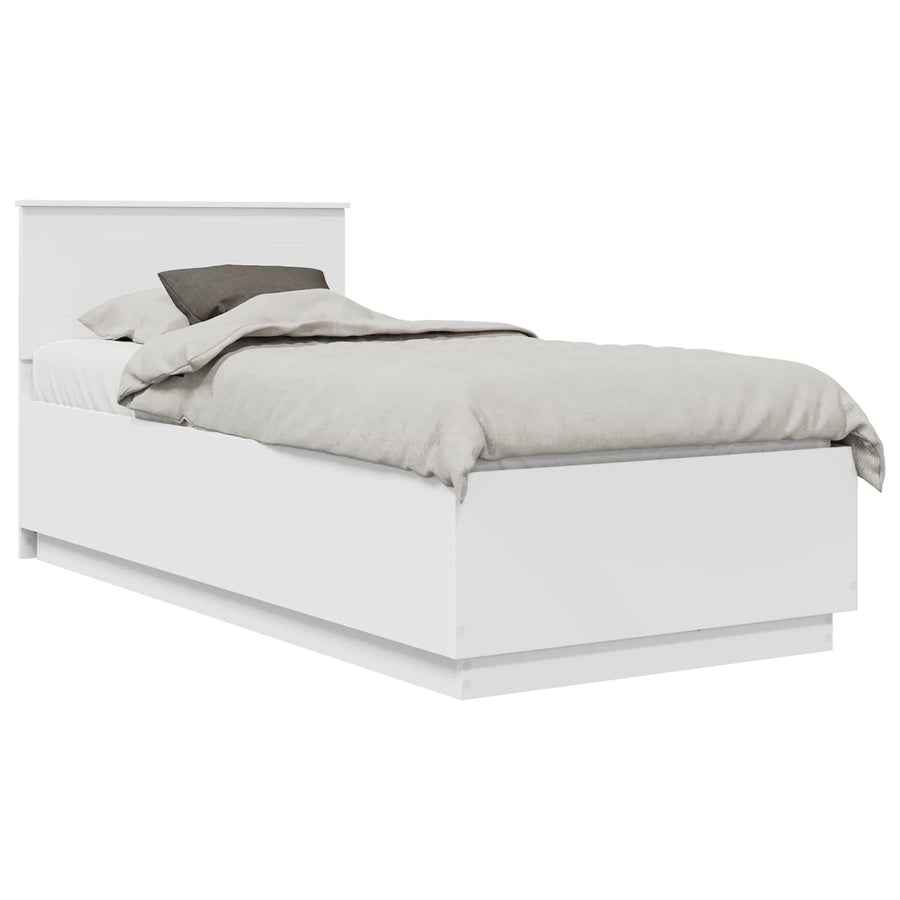 Bedframe met hoofdeinde Wit 75 x 190 cm Bewerkt hout