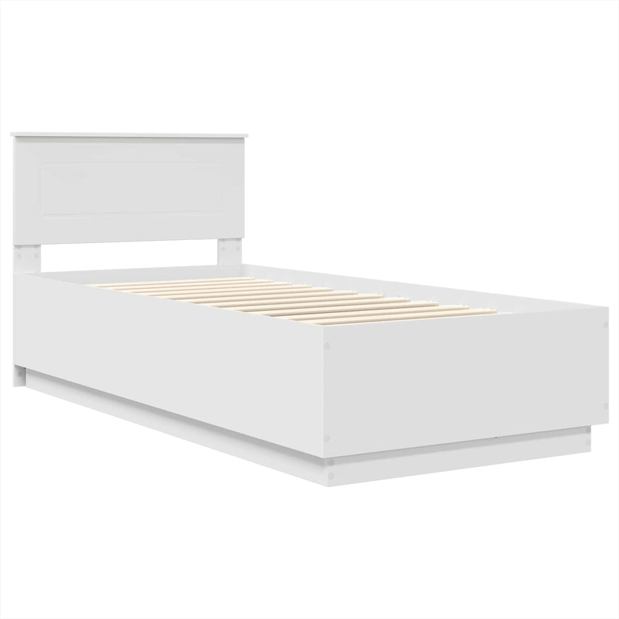 Bedframe met hoofdeinde Wit 75 x 190 cm Bewerkt hout