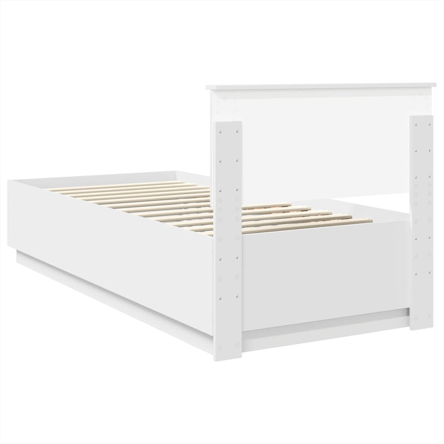 Bedframe met hoofdeinde Wit 75 x 190 cm Bewerkt hout
