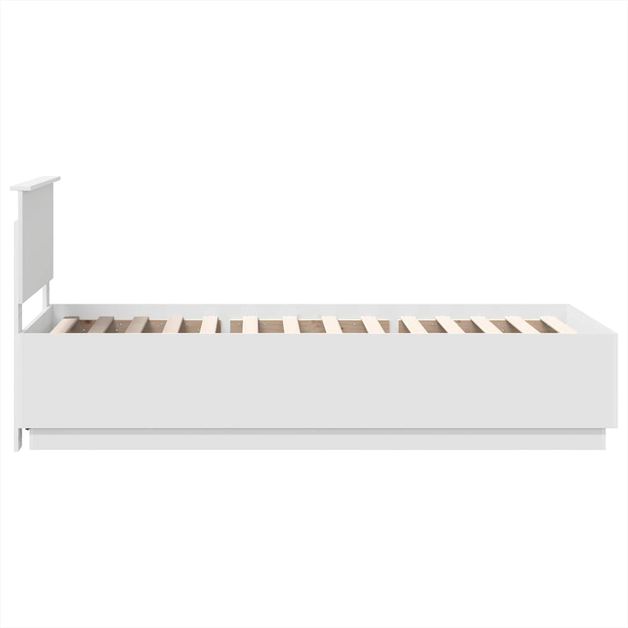 Bedframe met hoofdeinde Wit 75 x 190 cm Bewerkt hout