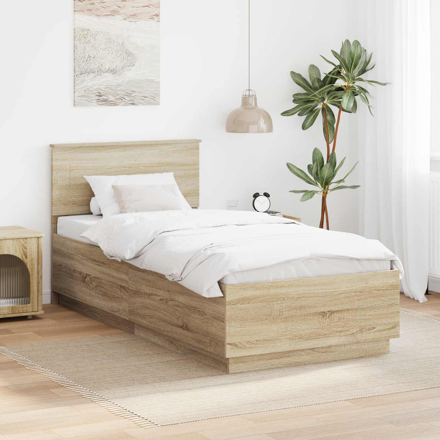 Bedframe met hoofdeinde Sonoma Eiken 70 x 190 cm Bewerkt hout