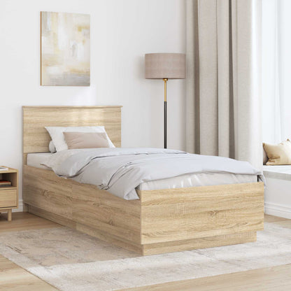 Bedframe met hoofdeinde Sonoma Eiken 70 x 190 cm Bewerkt hout