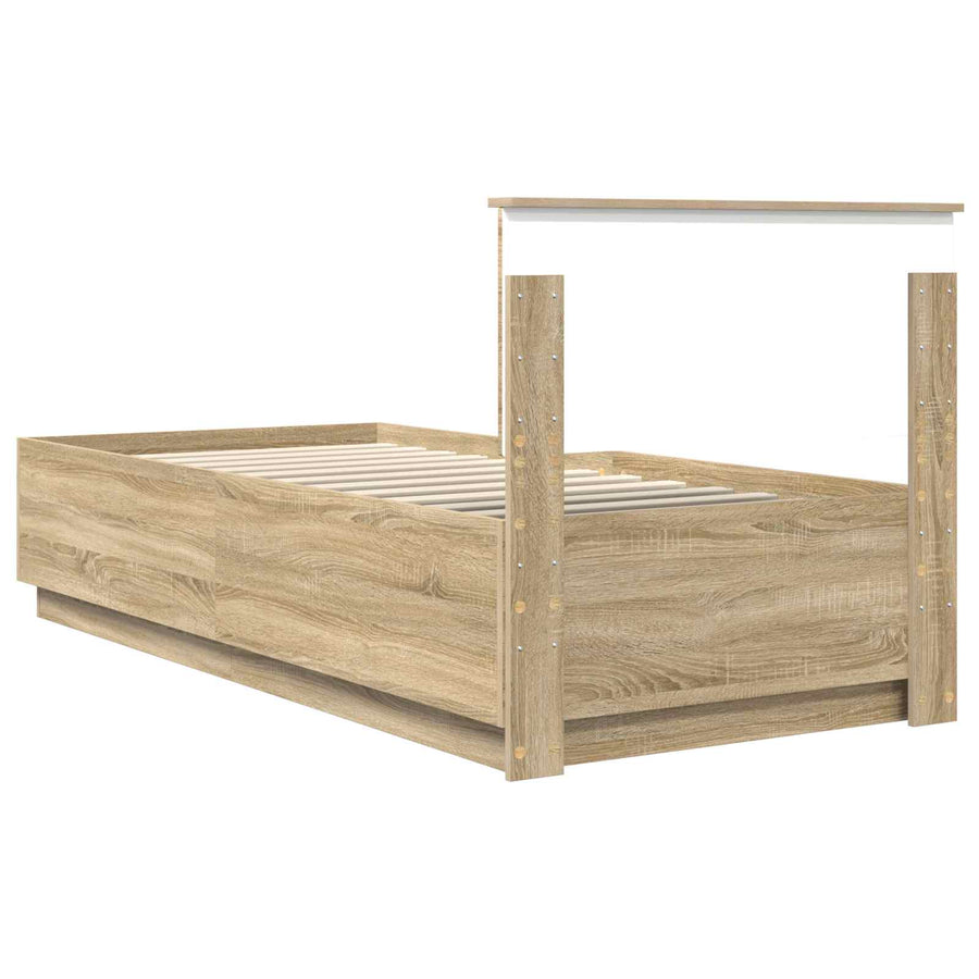 Bedframe met hoofdeinde Sonoma Eiken 70 x 190 cm Bewerkt hout