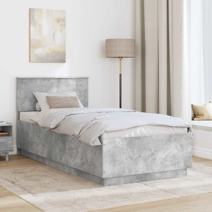 Bedframe met hoofdeinde Betongrijs 70 x 190 cm Bewerkt hout