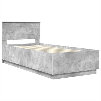 Bedframe met hoofdeinde Betongrijs 70 x 190 cm Bewerkt hout