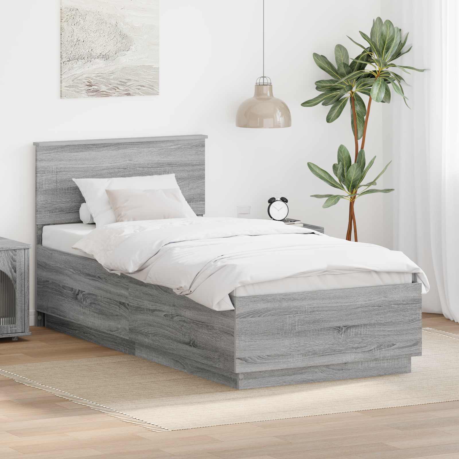 Bedframe met hoofdeinde Grijs sonoma 70 x 190 cm Bewerkt hout