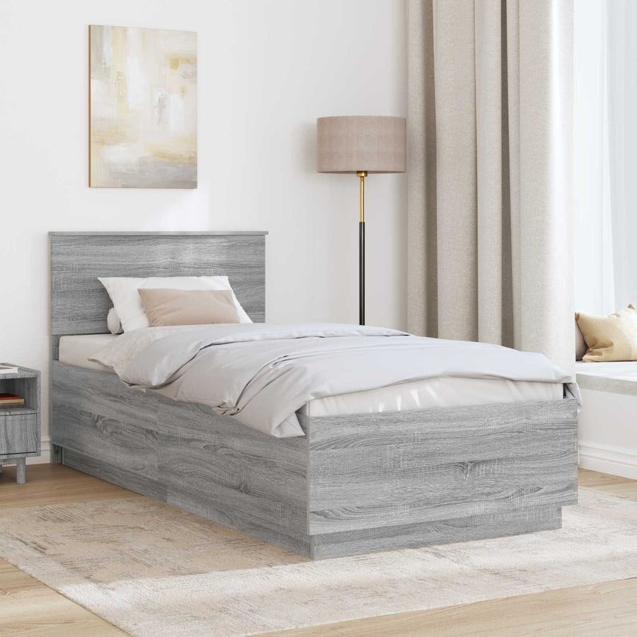 Bedframe met hoofdeinde Grijs sonoma 70 x 190 cm Bewerkt hout