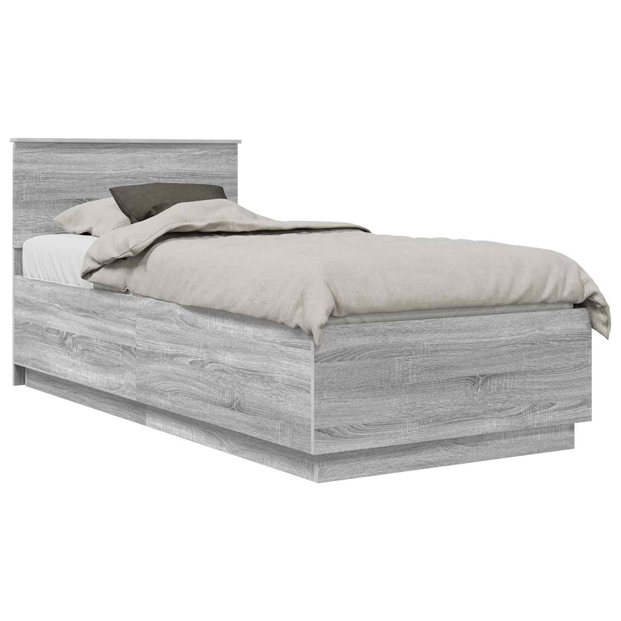 Bedframe met hoofdeinde Grijs sonoma 70 x 190 cm Bewerkt hout