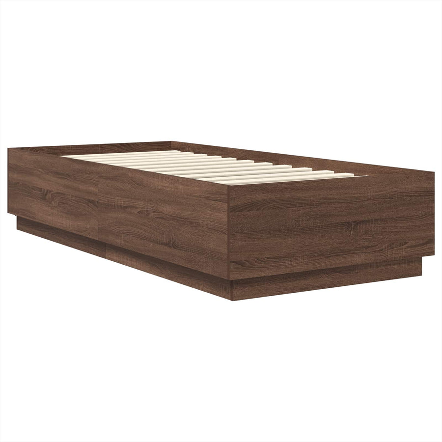 Bedframe met hoofdeinde Bruin eiken 70 x 190 cm Bewerkt hout