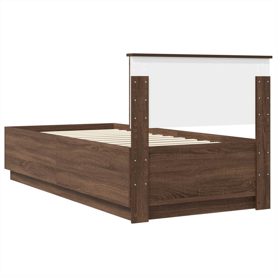 Bedframe met hoofdeinde Bruin eiken 70 x 190 cm Bewerkt hout