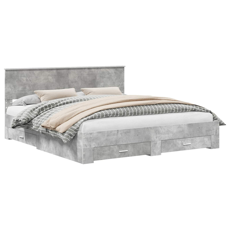 Bedframe met lade met hoofdeinde met opslag Bewerkt hout