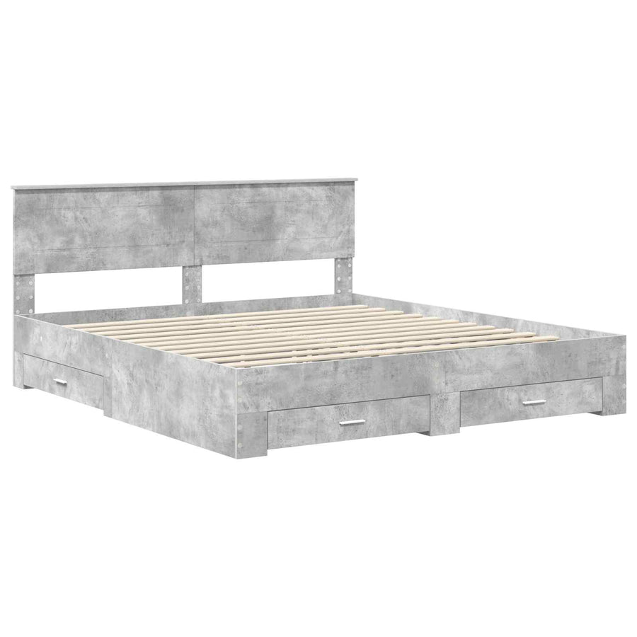 Bedframe met lade met hoofdeinde met opslag Bewerkt hout