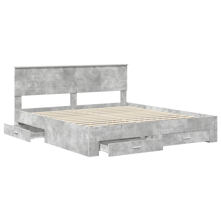 Bedframe met lade met hoofdeinde met opslag Bewerkt hout